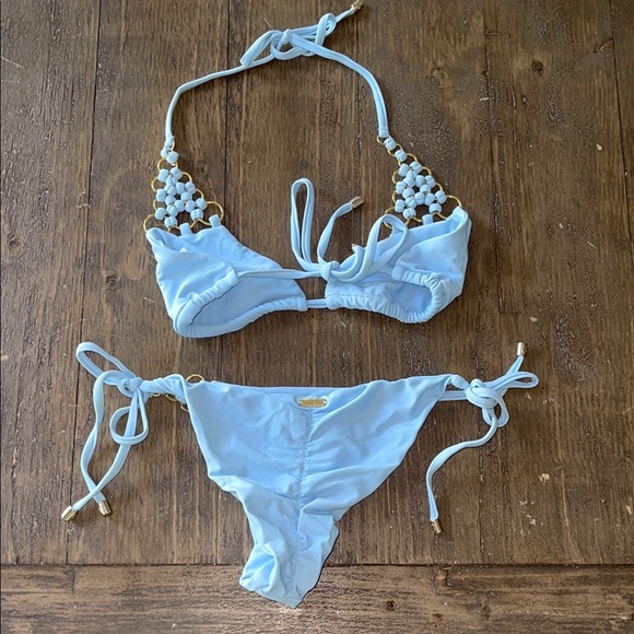 Light Blue Bikini with Gold Accents - Picture 2 of 4